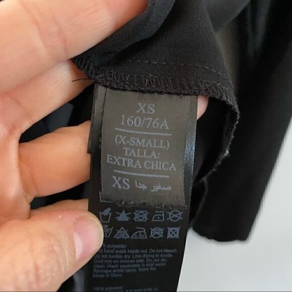 Allsaints Black Wrap Mia Sleeve Top Blouse XS Polyester - Picture 11 of 13